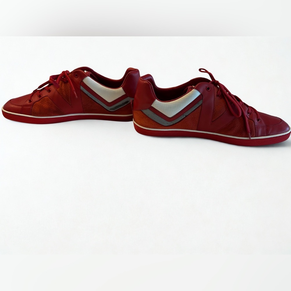Louis Vuitton Red and White Men's Sneakers - Picture 4 of 6